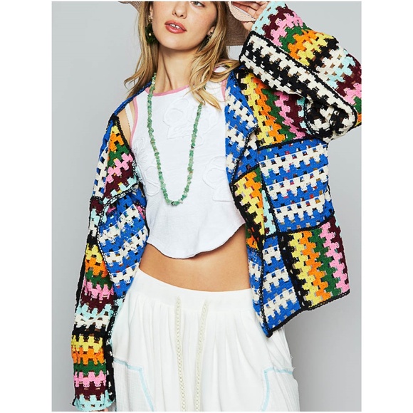 POL Sweaters - NWOT POL One Colorful Patchwork Women's Sweater XL